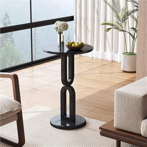 Solid Wood Round Side Table - Small Aent Table for Living Room, Bedroom, or Study - Perfect Corner Coffee Table for Small Spaces & Home Decor (Black)