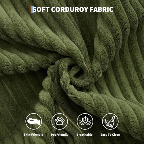 4 in 1 Convertible Sleeper Sofa Bed Couch, 79 Inch Boneless Corduroy Floor Couch with Pillows, No Assembly, Modern Deep Seat Sofa Futon Mattress for Living Room,Apartment,Green