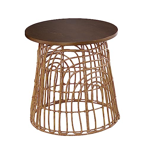 Weaverdon Round Accent Table - Transitional Design, Natural Rattan - Fully Assembled - Ideal for Living Room, Bedroom (OC1153706)