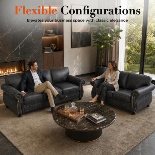 88"W Living Room Furniture Sets, 3-Seater&Loveseat, Grey, view 8