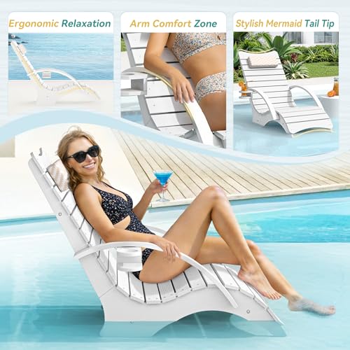Pool Lounge Chairs Set of 2 with Armrest & Cupholder, 8-10 Shallow, view 7