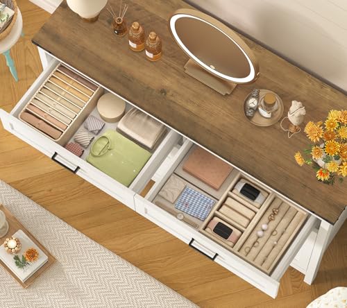 47.2" Dresser for Bedroom, White 6 Drawer Dresser with Metal Handles, view 7