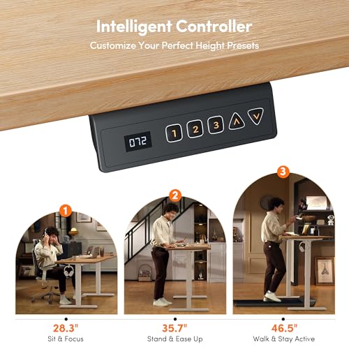 40 x 24 Inches Electric Standing Desk Adjustable Height, 3 Memory Height Settings, Sit Stand Up Desk for Home Office & Computer Workstation, Maple