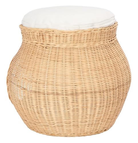 SAFAVIEH Home Collection Suli Honey Rattan/White Cushion Dome Cat Bed