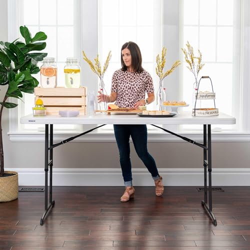 6-Foot Adjustable Height Nesting Table, Commercial, Almond