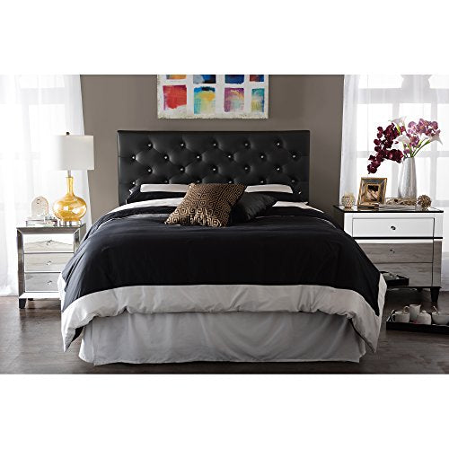 Viviana Modern and Contemporary Black Faux Leather Upholstered Button-Tufted Full Size Headboard