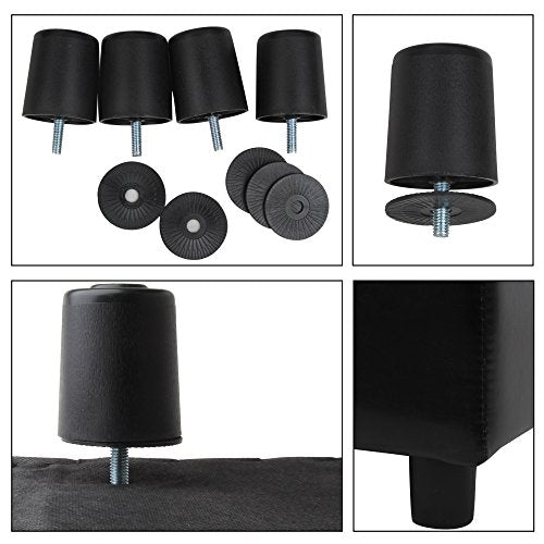 Tufted Leather Square Flip Top Storage Ottoman Cube Foot Rest (Black)