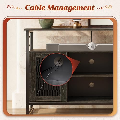 TV Stand 55 inch TV,Tall Entertainment Center with Storage, Farmhouse Industrial TV Console for Bedroom Living Room, Charcoal Black
