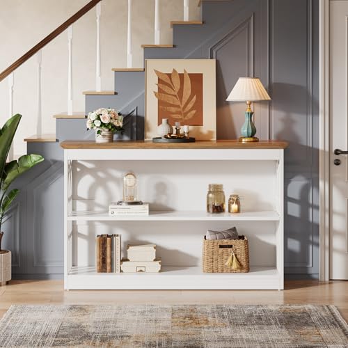 Tribesigns Modern Console Table for Entryway, 41.34-Inch White Sofa Table Behind The Couch with 3-Tier Storage, Narrow Hallway Furniture for Living Room