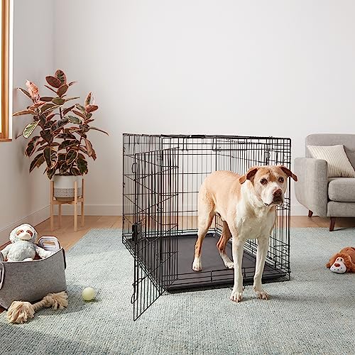 Portable Metal Wire Dog Crate for Large Dogs, Double Door with Removable Tray, view 6