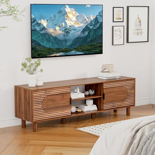 Walnut 63inch Sliding TV Stand for Televisions up to 70 Inches, view 7