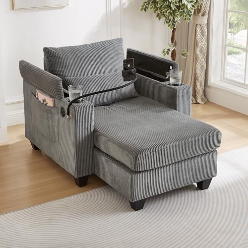 Modern Upholstered Indoor Chaise Lounge with Pillows, view 2