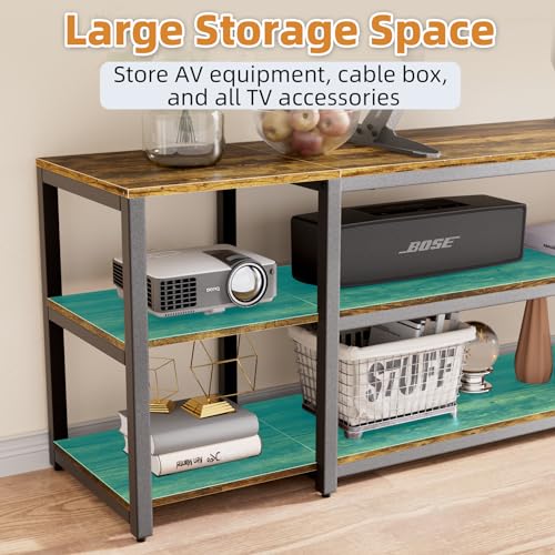 85 inch TV Stand, Entertainment Center for 70 75 80 85" TV, 75.2" Wide Wood Television Console Table for Living Room Bedroom Gaming Room, Rustic Brown