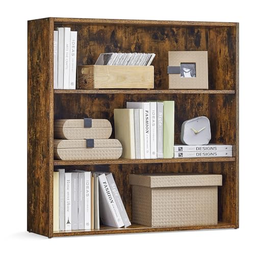 VASAGLE Custos Collection - Bookshelf, 3-Tier Bookcase, Book Shelf, Open Storage Shelf, 9.4 x 31.5 x 32 Inches, for Living Room, Home Office, Dinning Room, Rustic Brown ULBC173X01