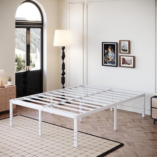 18 Inch White Full Size Bed Frame with High Storage, view 8