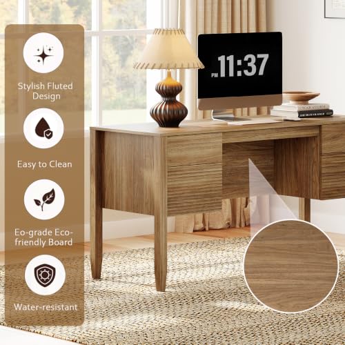 Fluted Executive Desk with Drawers, view 7