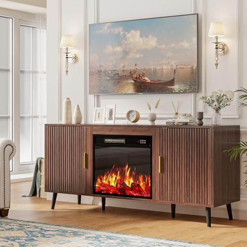 Waleaf 58" Fluted Fireplace TV Stand, view 2