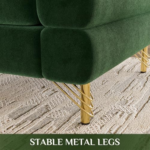 Living Room Sofa Couch and Loveseat Set, Modern Comfy Velvet Deep Seat Cloud Couch with 5 Pillows, Oversized Sofa Furniture Sets for Living Room Bedroom, Emerald Green Velvet