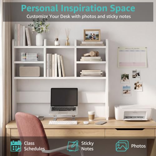 37 Inch White Desk Hutch Dorm Top Only 8 shelves Organizer For College, view 8