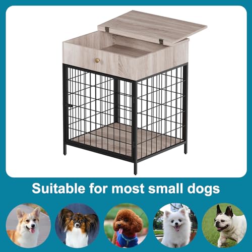 Decorative Grey Steel-Tube Dog Kennel Table with Drawer, view 8
