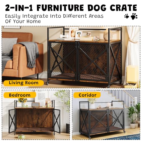 41 Inch Dog Crate Furniture with Cushion, Indoor Dog Kennels, view 8
