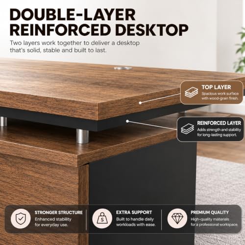 63 Inch L-Shaped Executive Desk, view 7