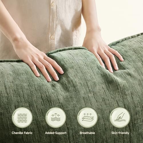 Oversized Accent Chair, 41 Inch Chenille Fabric Armchair, Comfy Single Sofa Chair with Padded Arms, Pocket Spring Cushion, Modern Reading Chair for Living Room, Bedroom, Green