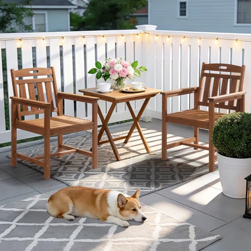 Outdoor Dining Chairs, Solid Wood Patio Chairs Outdoor Chair for Garden, Balcony, Yard, Porch (Brown, 1 PCS)