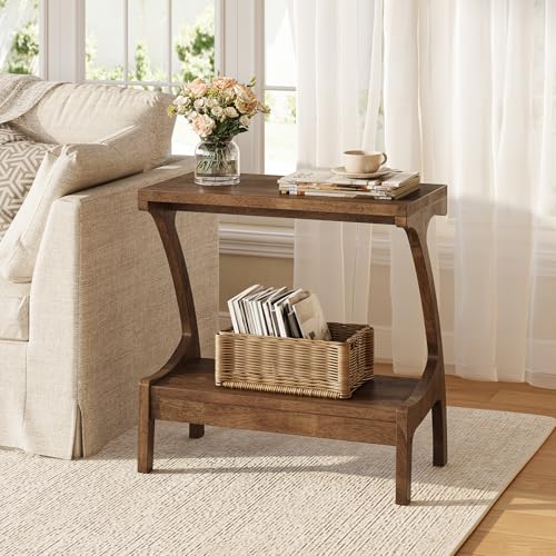 Solid Wood End Table with Storage Shelf, Small Accent Table for Living Room, Bedroom, or Office, Easy Assembly, Compact Side Table for Tight Spaces