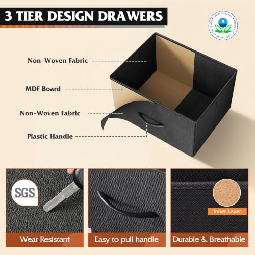 Dresser TV Stand for 75 Inch TV, 9 Drawer Dresser for Bedroom, Black, view 7