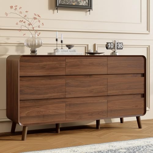 9 Drawer Dresser for Bedroom, Mid Century Modern Wood Chest of Drawers, view 2