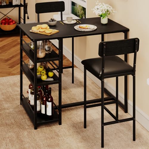 Dining Table Set for 2, Kitchen Table and Chairs for 2 with Upholstered Chairs, view 2