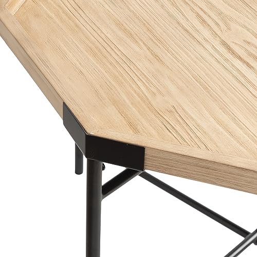 Occonor Two-Tone Octagon Coffee Table; 28 x 26 x 18; Natural Brown and Black; Transitional Mixed Materials Living Room Table with Resilient Wood Construction