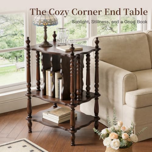 Record Player Stand, Turntable Stand with Vinyl Storage, Walnut, view 8
