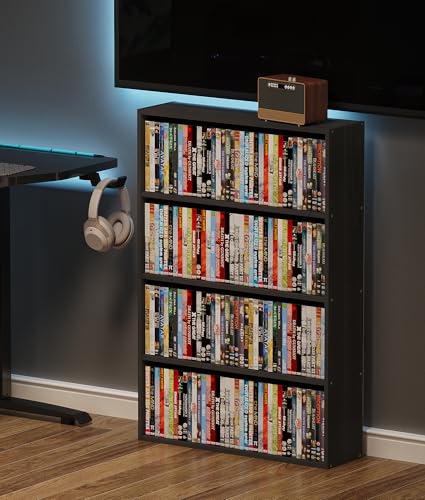 DVD Storage Cabinet Shelf, 4 Tier Media Storage Tower for CDs & Video Games, view 8