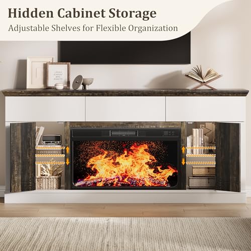 70" Fireplace TV Stand with 36" Electric Fireplace, view 8