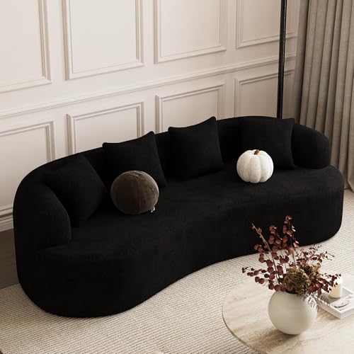 107" Curved Sofa for Living Room, Modern Chenille Cloud Couch Sofa, Luxury Plush Extra Deep 4-Seater Oversized Boucle Couch for Small Spaces, Apartment, No Assembly Required, Black