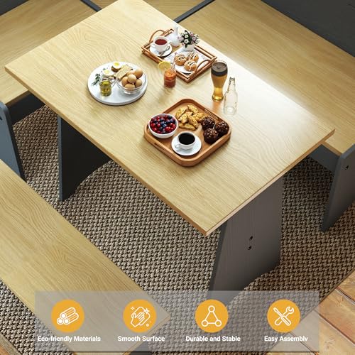 3-5 People Breakfast Nook Set, L-Shaped Corner Dining Table with Bench, Hidden Storage Space Saving Convertible for Family Home Black Wood