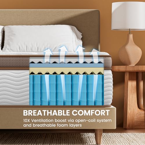 Queen Mattress 14 Inch - Firm Hybrid Mattress with Orthopedic Spinal Support for Back Pain - 2.0mm Advanced Pocket Spring and Motion Isolation Technology, CertiPUR-US Certified