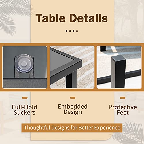 4 Pieces Outdoor Patio Furniture Textilene Modern Conversation Black Bistro Set with Loveseat Tea Table for Home, Lawn and Balcony