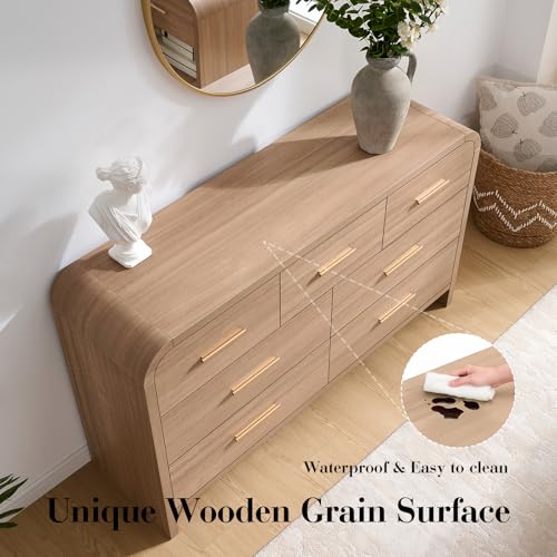 Curved Drawer Dresser for Bedroom with 7 Drawers, 54'' Wide Chest of Drawer, view 7