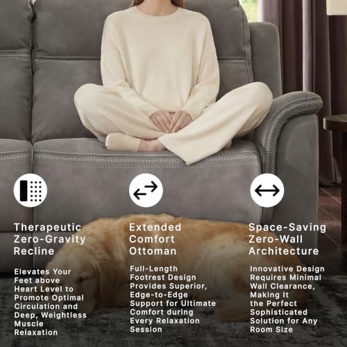 Signature Design by Ashley Next-Gen DuraPella Power Reclining Sofa, USB, Extended Ottoman, Water Repellent Faux Leather, 80" W x 42" D x 42" H, Slate Gray