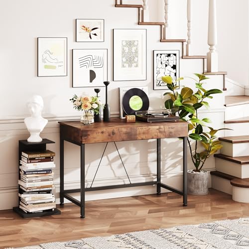 Small Desk with 2 Wooden Drawers, 40 Inch Home Office Writing Desk, view 8