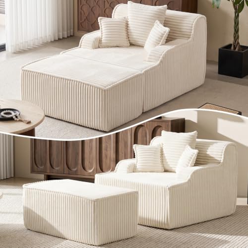 Oversized Chaise Lounge Chair Indoor, Corduroy Boneless Couch Sofa Bed, view 2