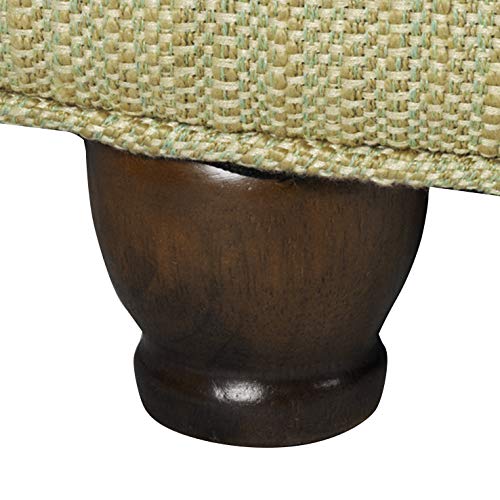25" Button Tufted Round Storage Ottoman - Tan & Cream Tweed