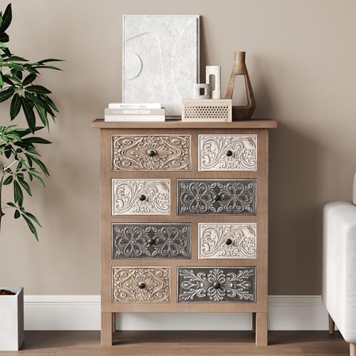 Vintage Accent Cabinet with 8 Hand-Carved Drawers, view 2