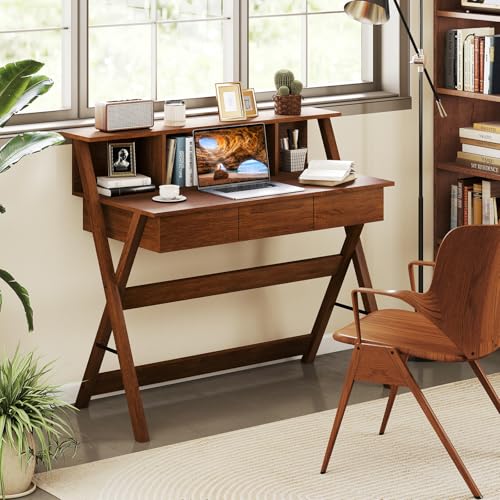 Mid Century Modern Desk with 3 Drawers, view 2
