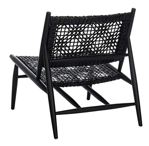 Safavieh Home Bandelier Black and Black Leather Weave Accent Chair