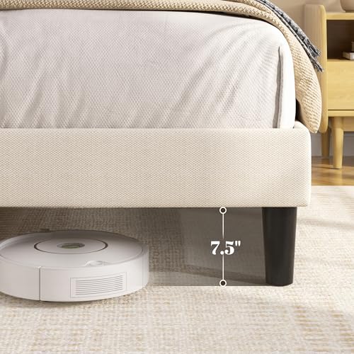 Queen Platform Bed Frame with Upholstered Adjustable Headboard, view 7