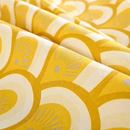 Thermal Insulated Window Room Grommet Curtain Drapes for Bedroom and Living Room, Set of 2 Panels, W52 x L63 inch,Yellow Geo Patten in White